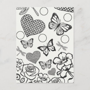 Floral design postcard color your own