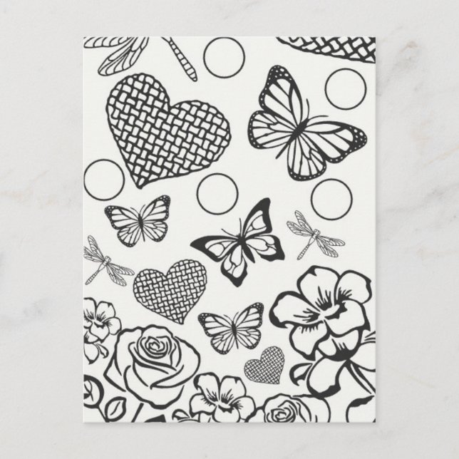 Floral design postcard color your own (Front)