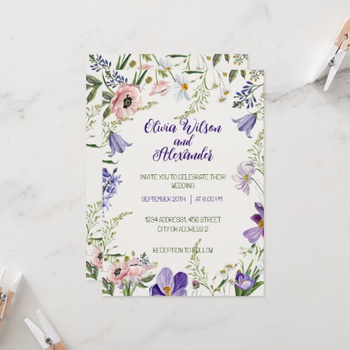 Floral Design Purple Theme Invitation