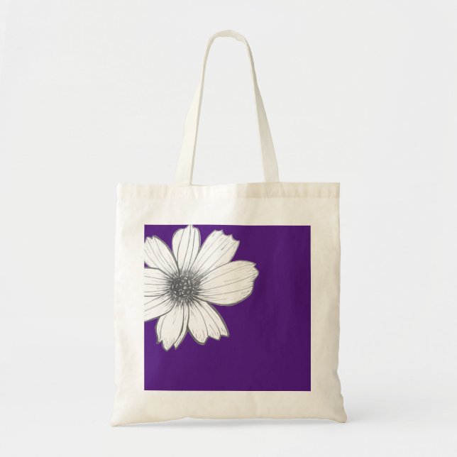Floral design purple tote bag (Front)