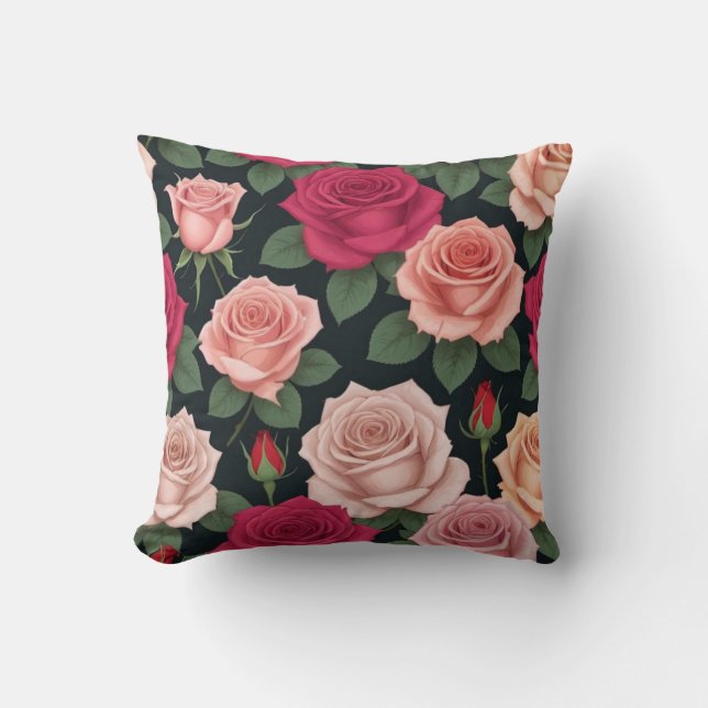 Floral Design Roses Simple Beautiful Throw Pillow (Front)