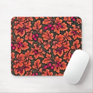 FLORAL DESIGN/SALMON, BERRY AND GREEN COLORS MOUSE PAD