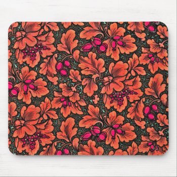 Floral Design/salmon  Berry And Green Colors Mouse Pad by whatawonderfulworld at Zazzle