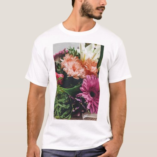 floral design T shirt for unisex
