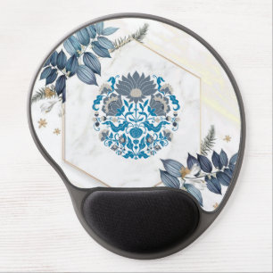Floral Design, Teal Mandala Graphic Art Gel Mouse Pad