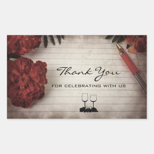 Floral Design Thank You For Celebrating With Us Rectangular Sticker