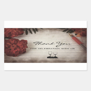 Floral Design Thank You For Celebrating With Us Rectangular Sticker