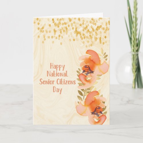 Floral Design with Faux Diamonds for Senior Day Card