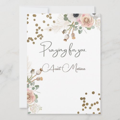 Floral design with gold dots and message card
