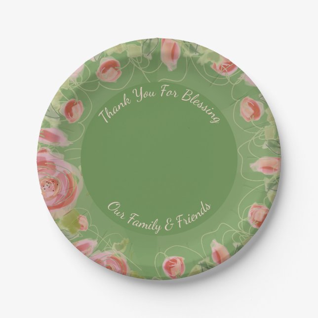 Floral Design With Green Paper Plates (Front)