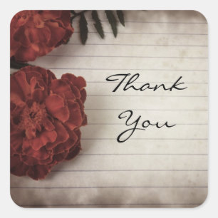 Floral Design with Lined Parchment Paper Thank You Square Sticker