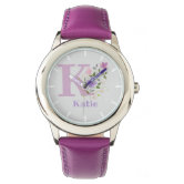 Letter K initial monogram doodle heart girls watch Zazzle