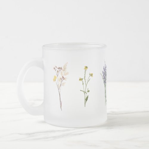 Floral design work frosted glass coffee mug