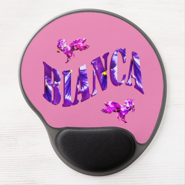 Floral Designed Bianca Name, Gel Mousepad (Front)