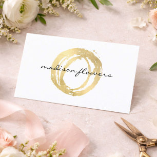 Floral Designer Business Card Gold Logo Circle
