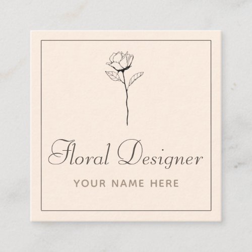 Floral Designer Vintage Drawn Rose Botanical Plant Square Business Card