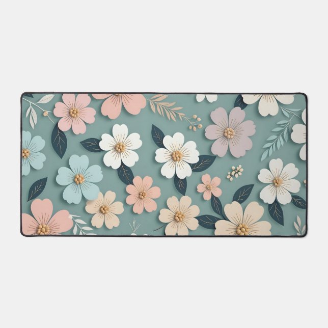 Floral Desk Mat – Custom Name Office Decor (Front)