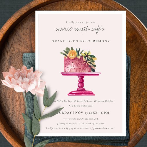 Floral Dessert Cake Store Grand Opening Invite