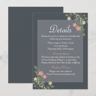 Floral Details Gray Pink Wedding Flowers Grey Invitation