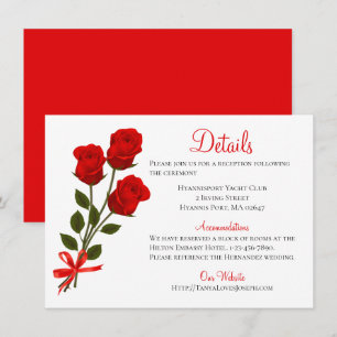 Floral Details Red Rose Flower - Wedding Party Invitation