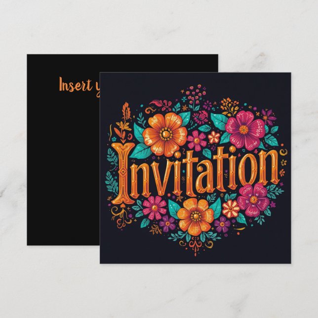 Floral dia de los muertos  invitation (Front/Back)