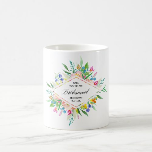Floral Diamond Bridesmaid Coffee Mug