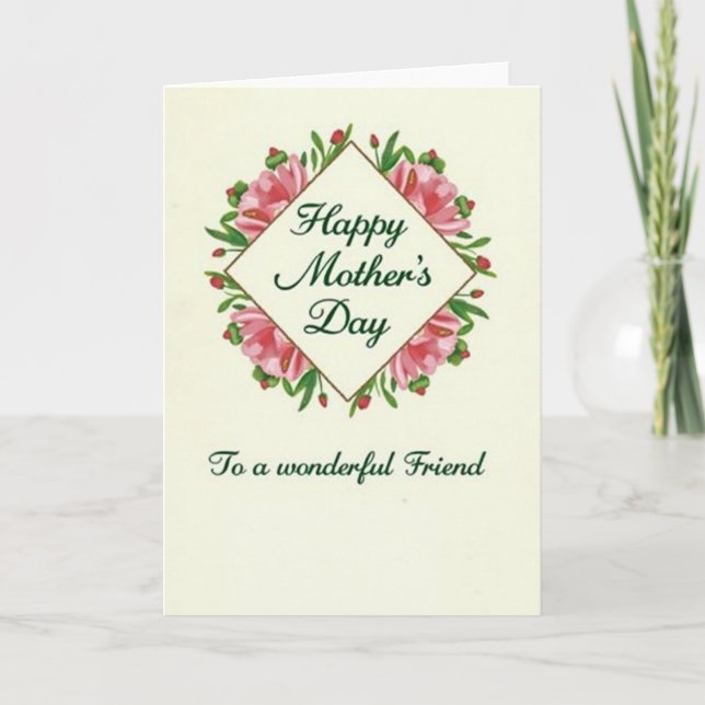 Floral Diamond Frame Greeting Card (Front)