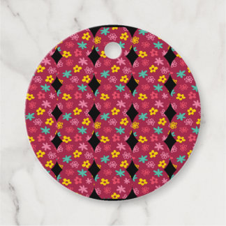 Floral Diamonds Round Favor Tags