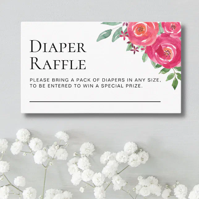 Floral Diaper Raffle Enclosure Card | Zazzle