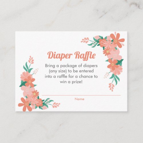 Floral Diaper Raffle Insert for a Baby Shower