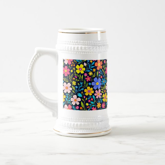 Floral Digital Painting Flowers Pattern-38875 Beer Stein (Left)