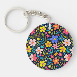 Floral Digital Painting Flowers Pattern-38875 Keychain