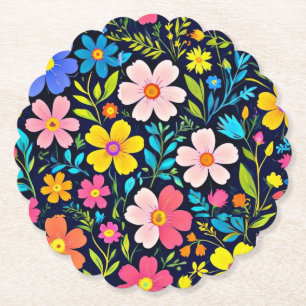 Floral Digital Painting Flowers Pattern-38875 Paper Coaster