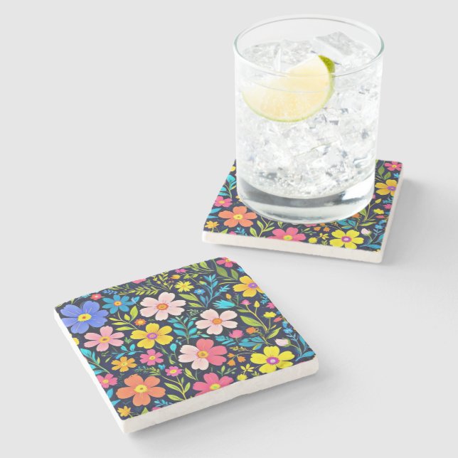 Floral Digital Painting Flowers Pattern-38875 Stone Coaster | Zazzle