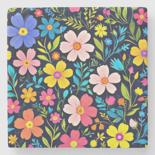 Floral Digital Painting Flowers Pattern-38875 Stone Coaster | Zazzle