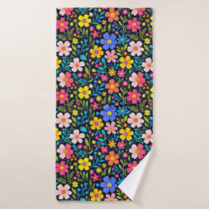 Floral Digital Painting Flowers Pattern Bath Towel
