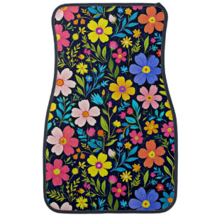 Floral Digital Painting Flowers Pattern Car Floor Mat