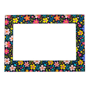 Floral Digital Painting Flowers Pattern Magnetic Frame