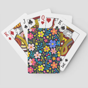 Floral Digital Painting Flowers Pattern Poker Cards