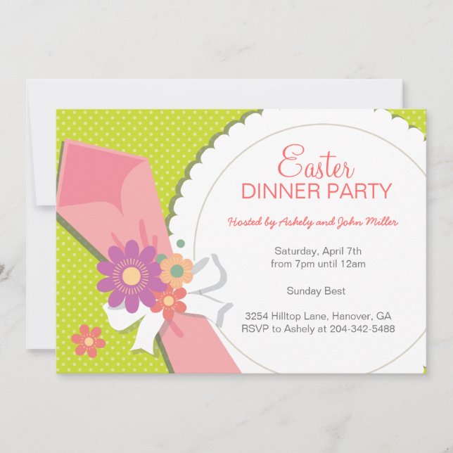 Floral Dinner Party Invitations (Front)