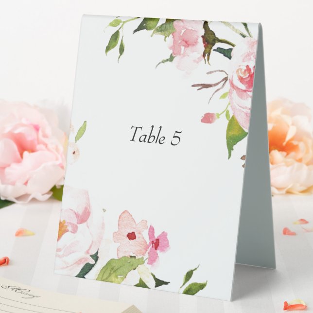 Floral dinner table tent sign (In SItu (Wedding))