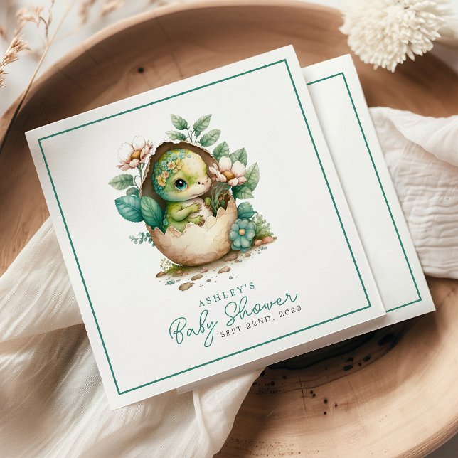 Floral Dinosaur Egg Watercolor Baby Shower Napkins (Creator Uploaded)