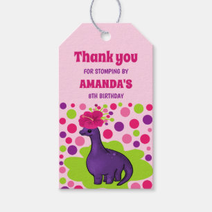 Floral Dinosaur Girls Birthday Party  Gift Tags