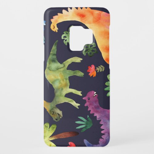 Floral Dinosaurs Watercolor Fabric Design Case_Mate Samsung Galaxy S9 Case