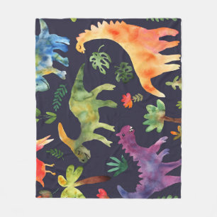Floral Dinosaurs: Watercolor Fabric Design Fleece Blanket