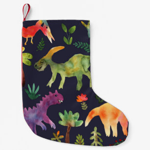 Floral Dinosaurs: Watercolor Fabric Design Small Christmas Stocking