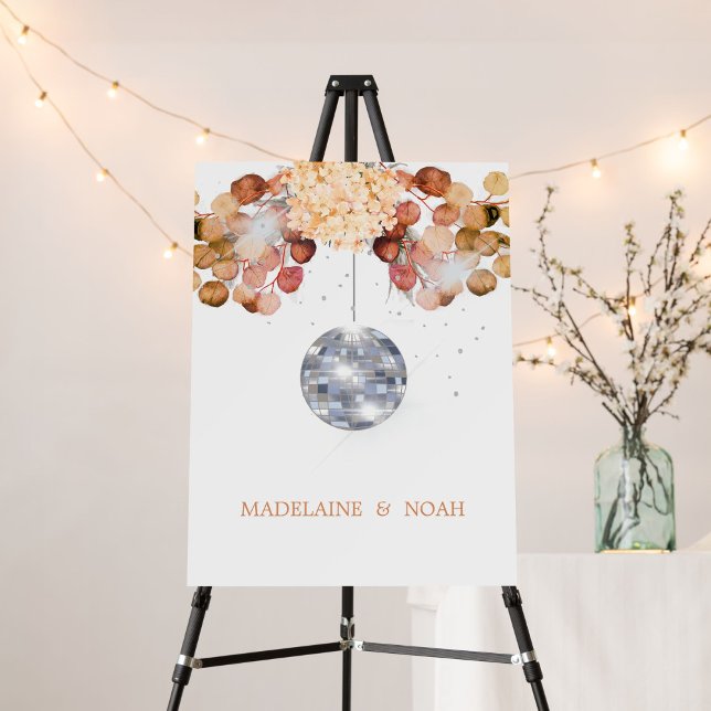 Floral Disco Ball Elegant Chic Wedding Welcome Foam Board (Creator Uploaded)