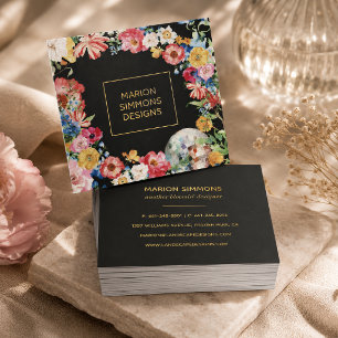 Floral Disco Ball Modern Foil Business Cards