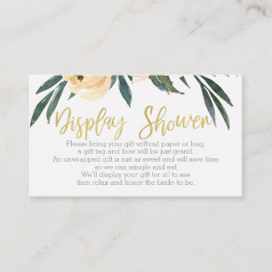 Floral display shower bridal shower insert card