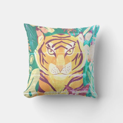 Floral Distressed Tiger Pillow